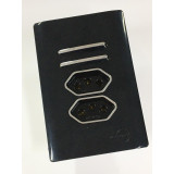 Conjunto Interruptor Duplo (Simples + Paralelo) + Tomada Dupla 10a (Especial) 4x2 - Novara Preto Brilhante Cromado